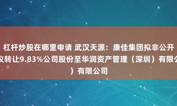 杠杆炒股在哪里申请 武汉天源：康佳集团拟非公开协议转让9.83%公司股份至华润资产管理（深圳）有限公司