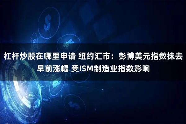 杠杆炒股在哪里申请 纽约汇市：彭博美元指数抹去早前涨幅 受ISM制造业指数影响