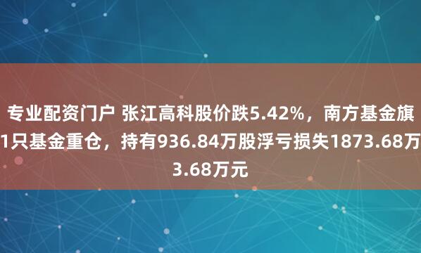 专业配资门户 张江高科股价跌5.42%，南方基金旗下1只基金重仓，持有936.84万股浮亏损失1873.68万元